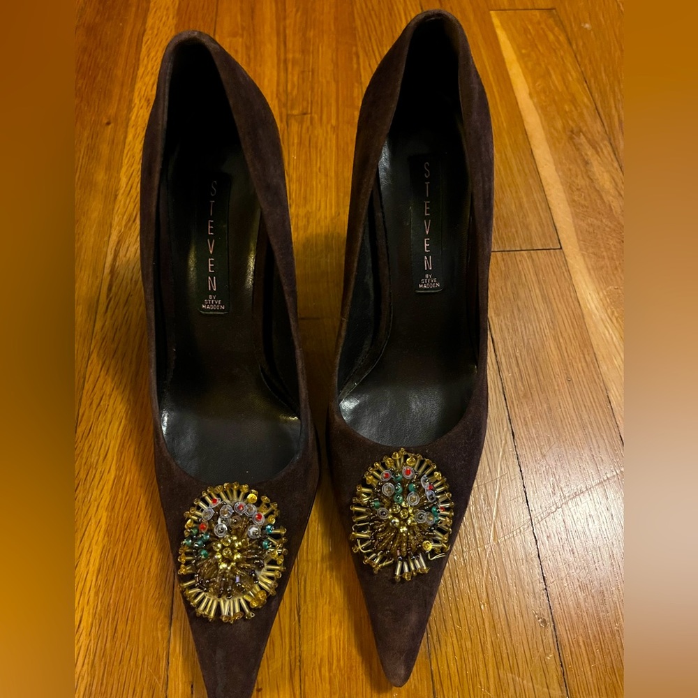 Brown high heels